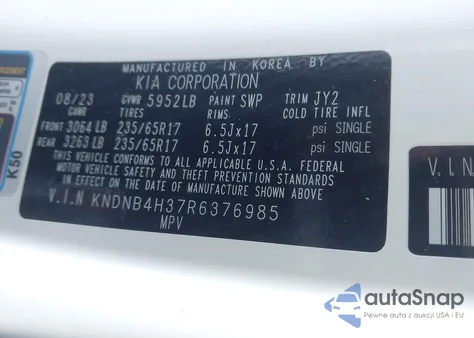 2024 Kia Carnival Mpv Lx Seat Package z USA, uszkodzony, nr VIN KNDNB4H37R6376985